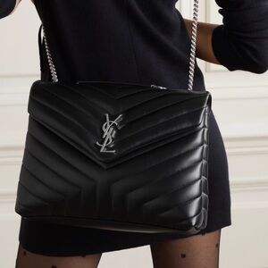 Yves Saint Laurent Black Chevron Shoulder Bag